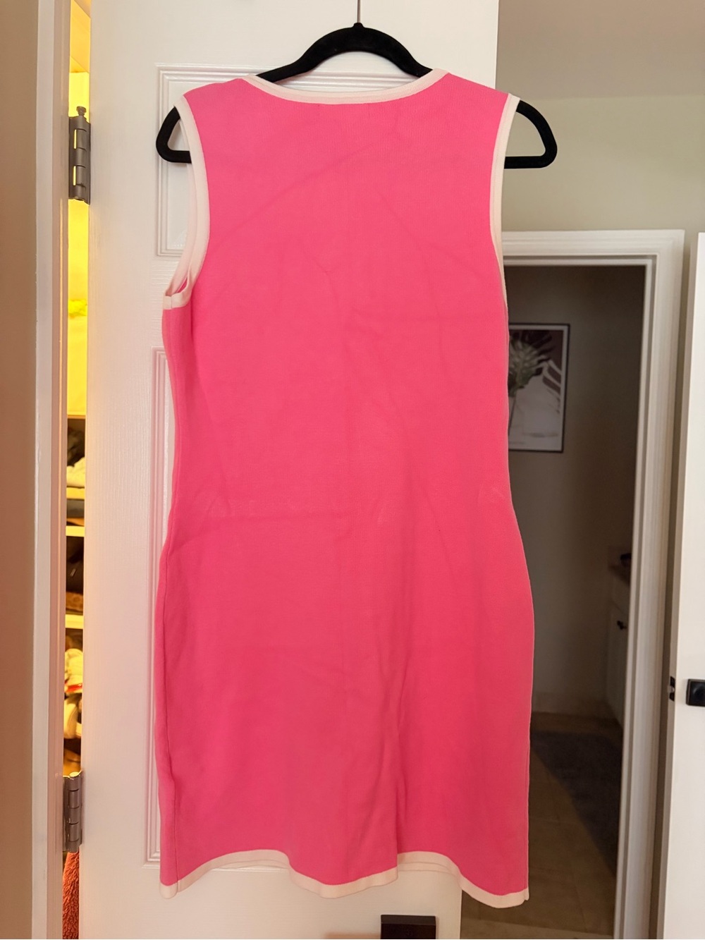 Kirundo Bright Pink Sleeveless Button-Front Shift Dress with White Trim - Picture 3 of 3